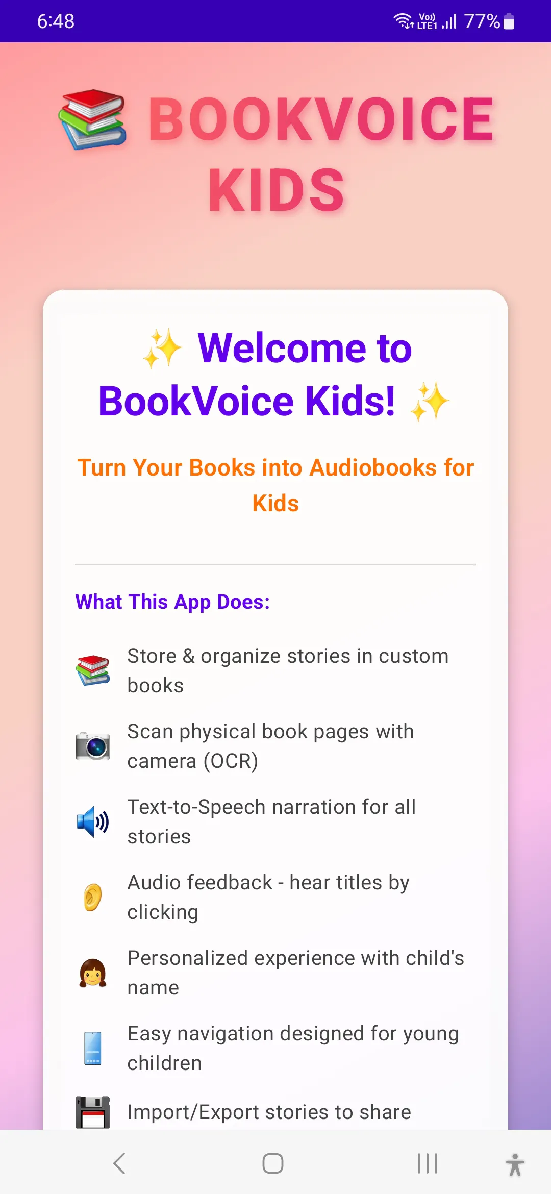 BookVoice Kids — Turn Books Into Audio