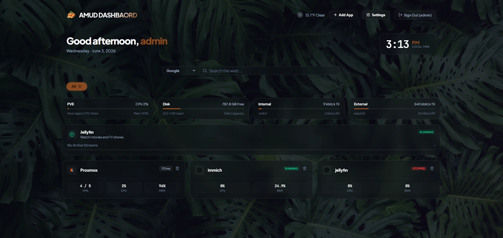 AMUD Dashboard screenshot 1