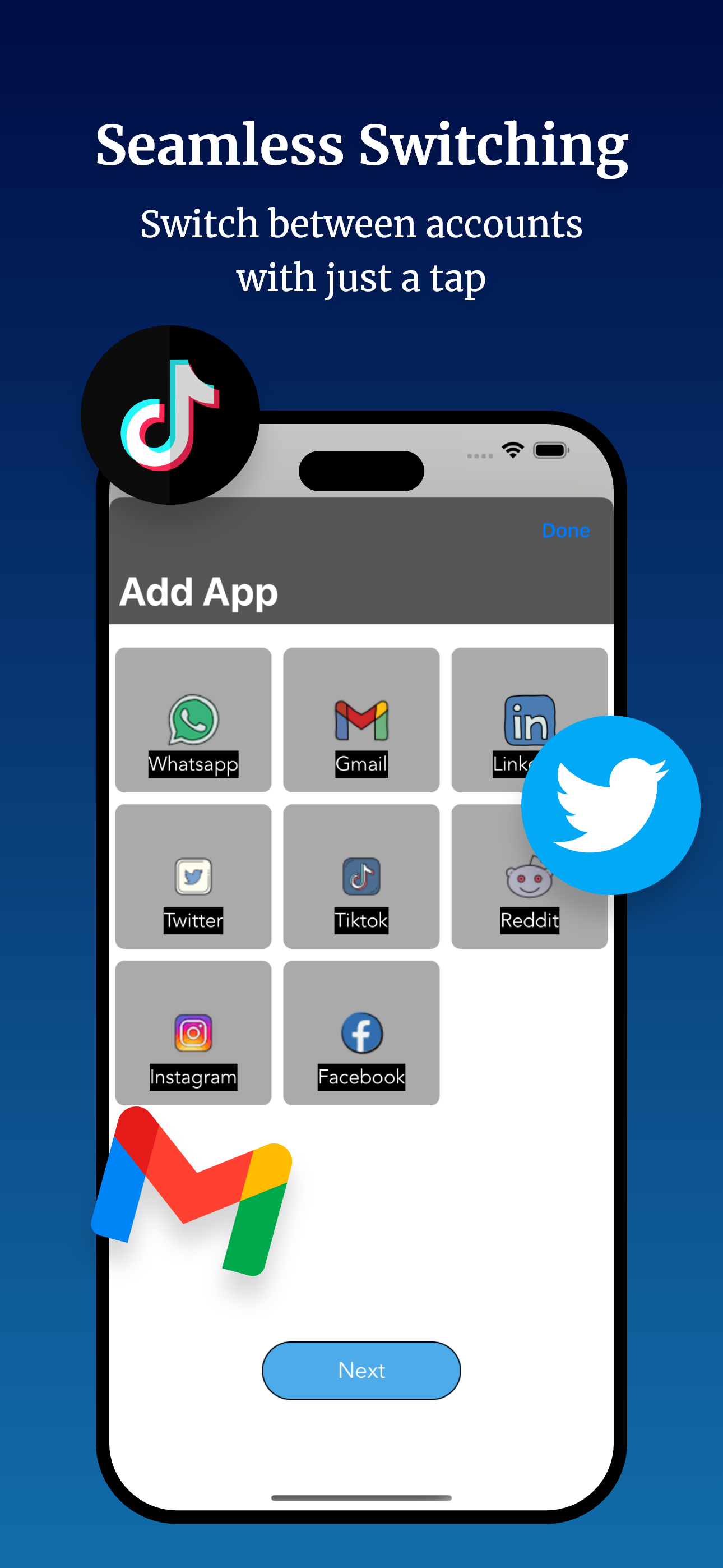 2 accounts: dubbele parallelle ruimte media 2