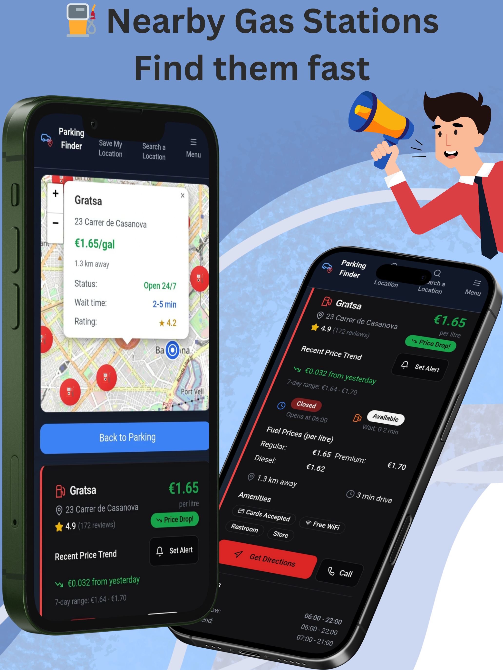 Parkfinder - Finden Sie kostenlose Parkplätze, Kraftstoffstationen und EV -Ladegeräte in Sekunden Medien 3