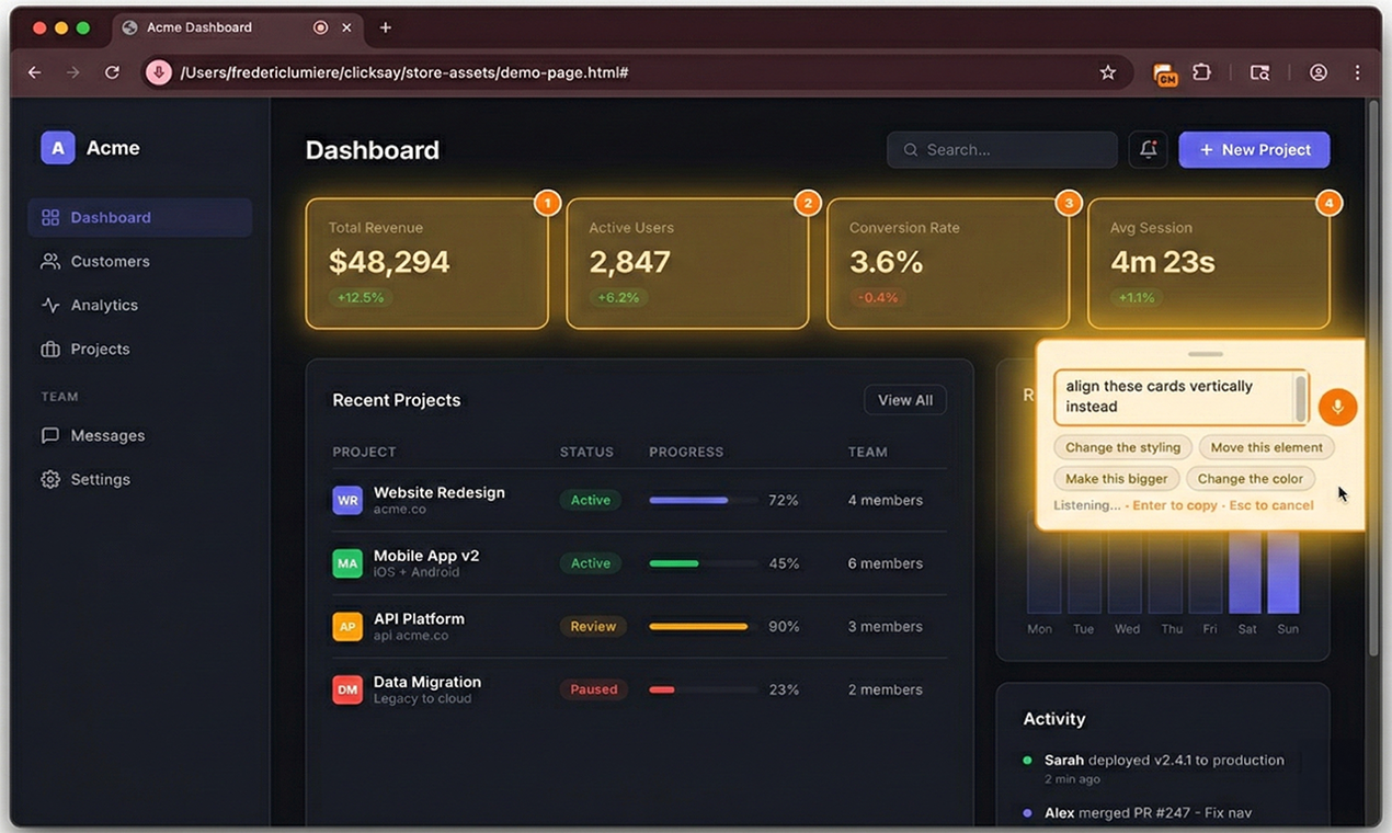 ClickSay - Screenshot 4 showing product features and functionality