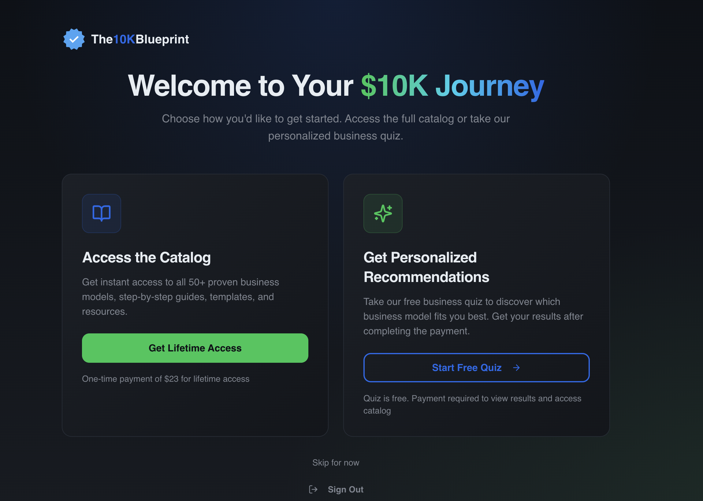 The10KBlueprint - Screenshot 2 showing product features and functionality