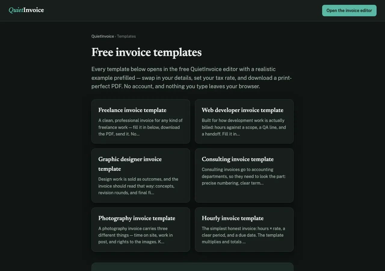 QuietInvoice — Quick Invoice Generator gallery image