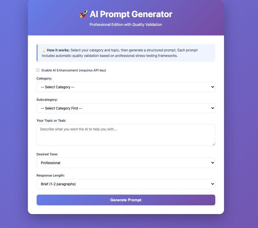 AI Prompt Generator  Quality Validation 