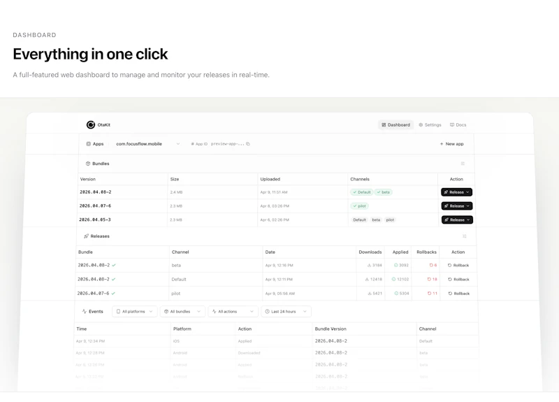 OtaKit — Live updates for Capacitor apps screenshot 2