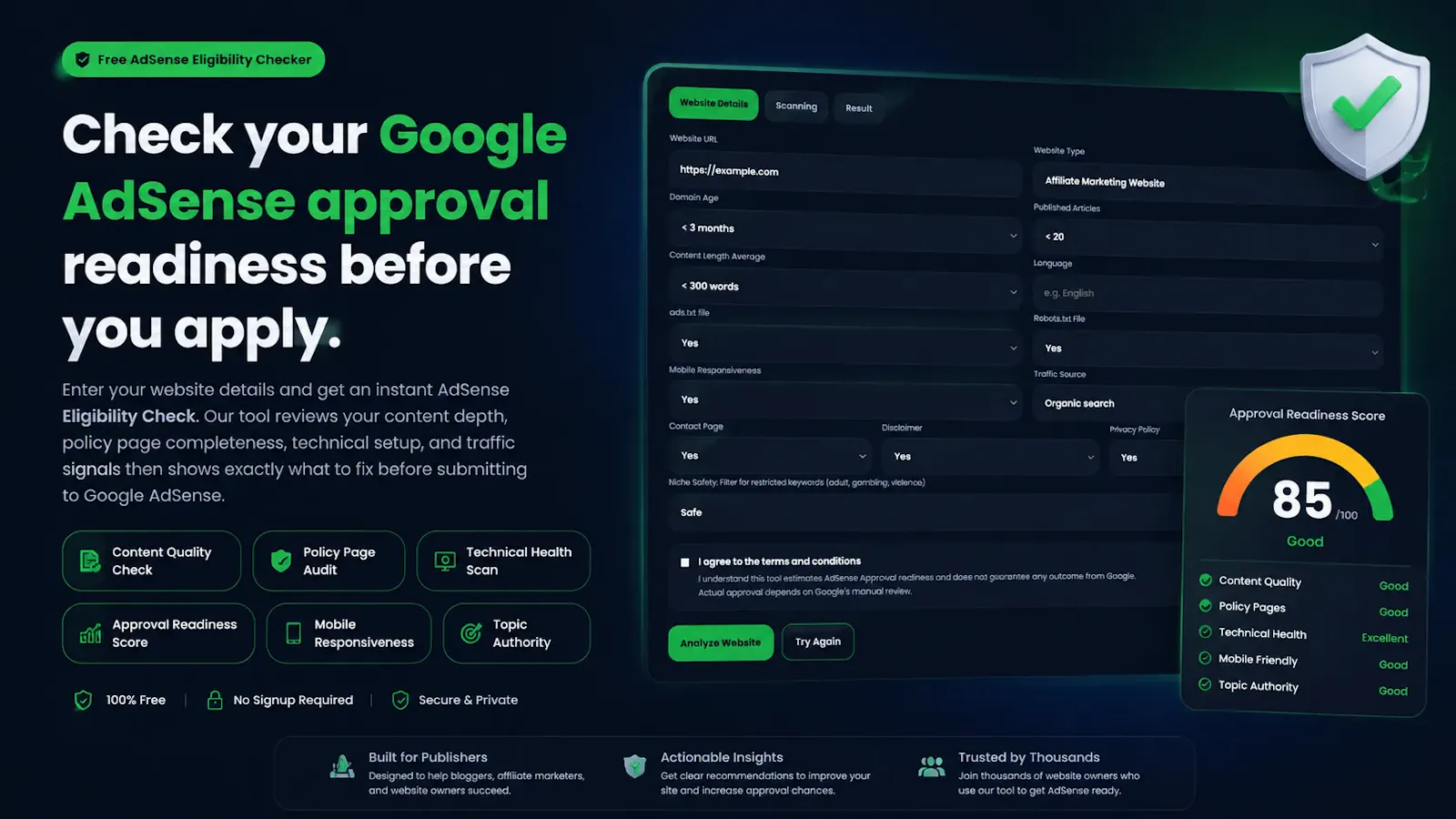 AdSense Eligibility Checker Tool screenshot 2