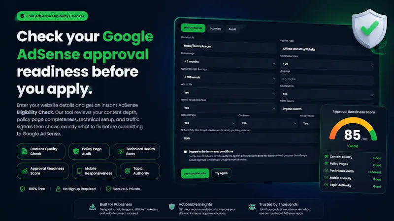AdSense Eligibility Checker Tool screenshot 2
