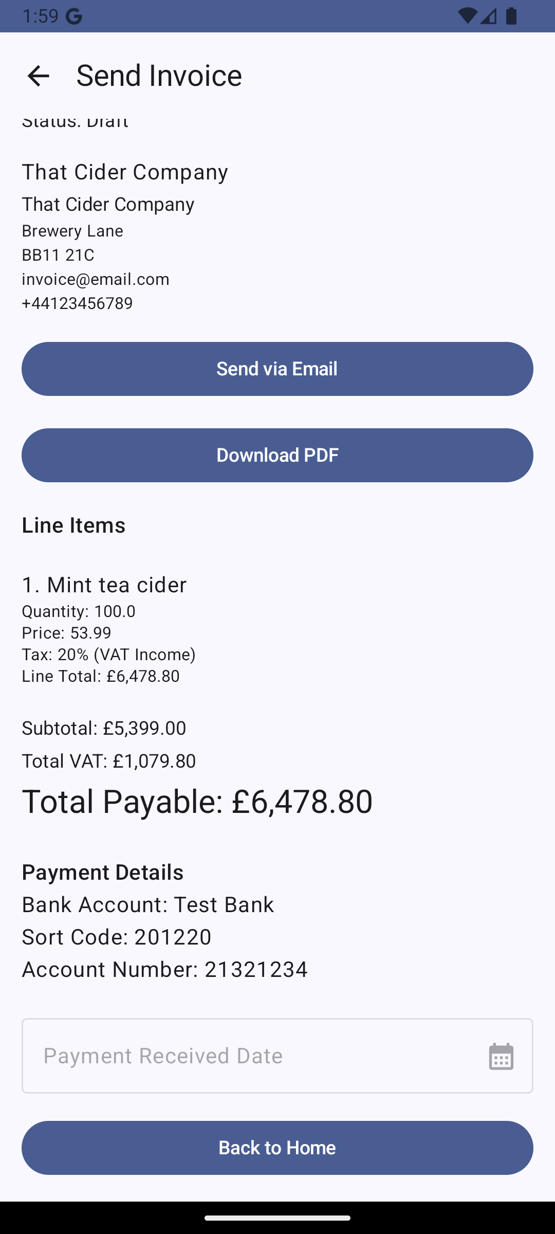 Invoice Maker - Main product screenshot demonstrating key features and user interface