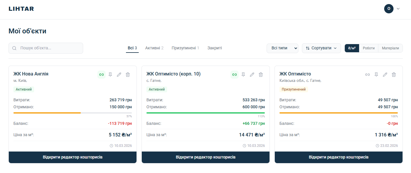 LIHTAR - Main product screenshot demonstrating key features and user interface