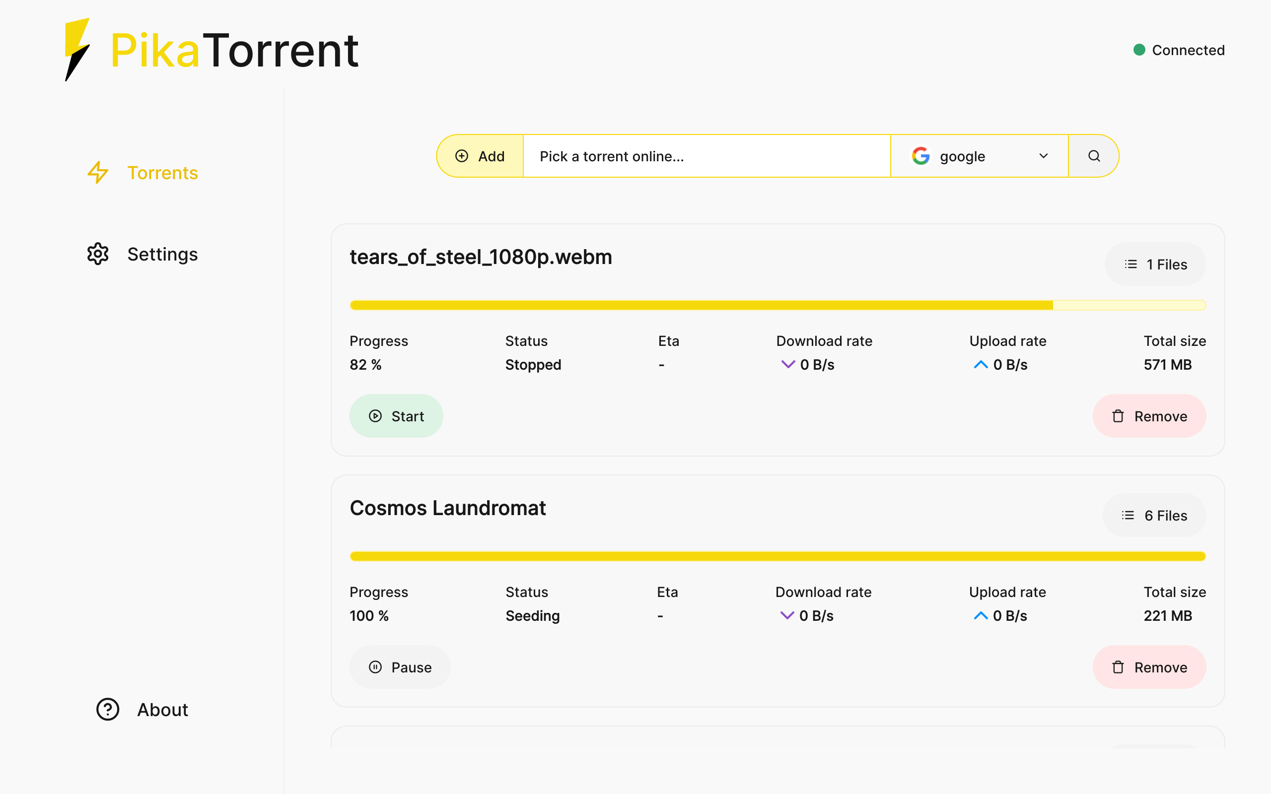 startuptile PikaTorrent-A modern simple connected and electric BitTorrent app ?