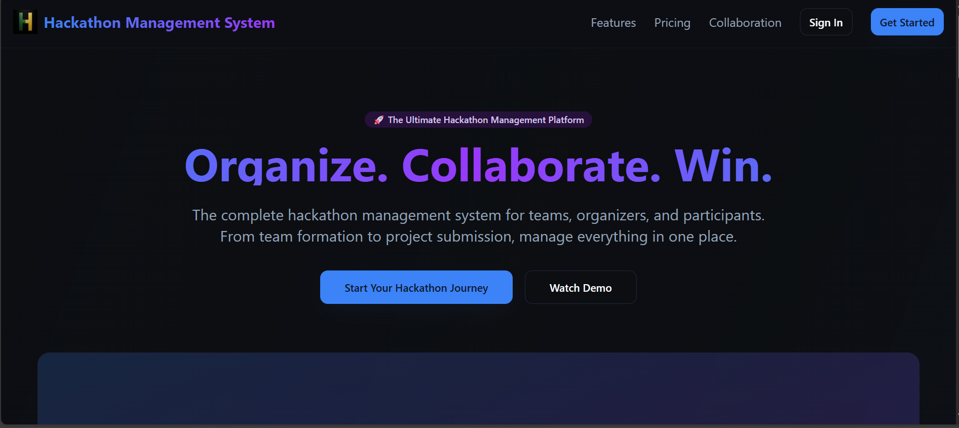 Média Système de gestion de hackathon - HMS 1