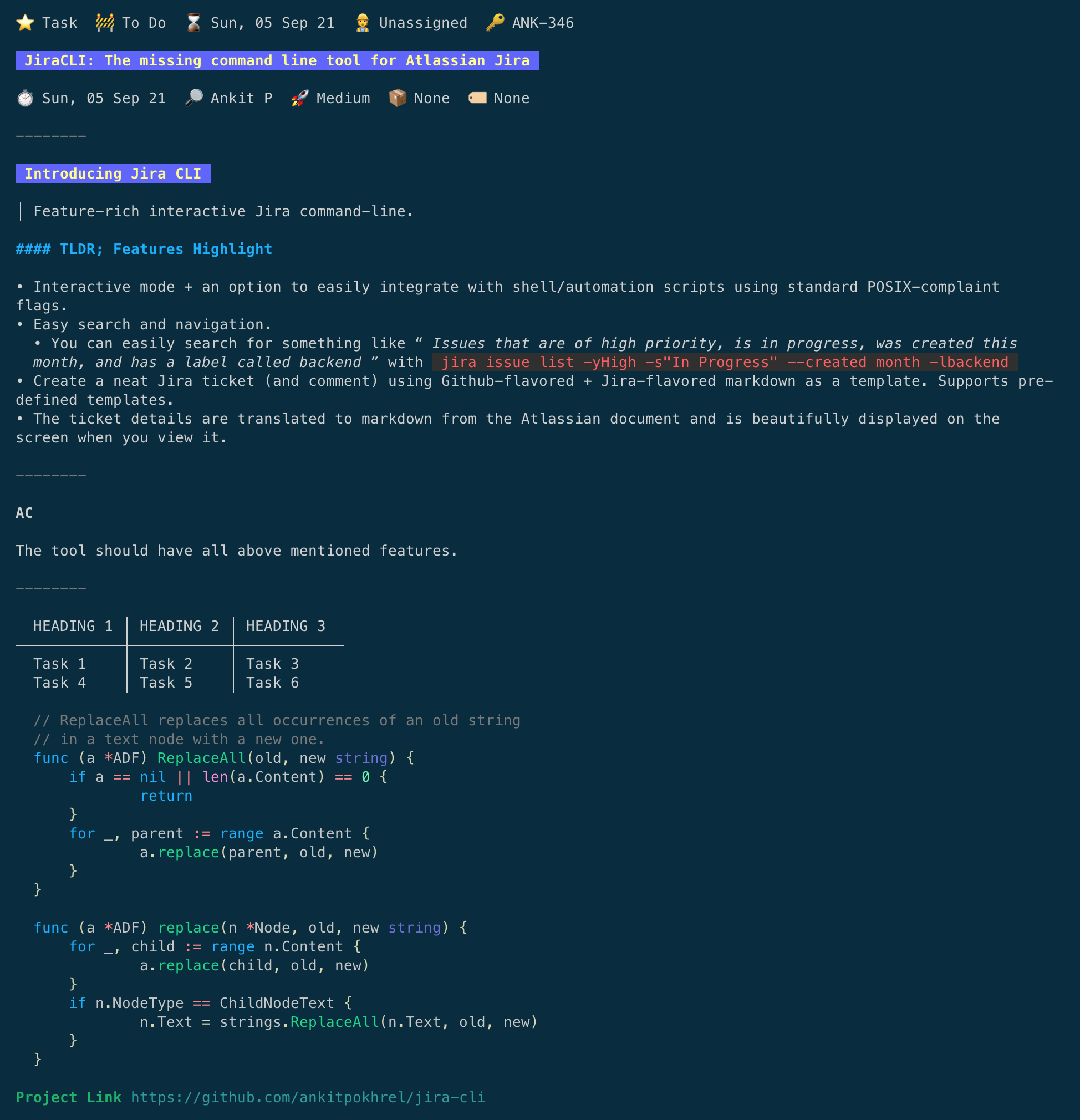 JiraCLI gallery image