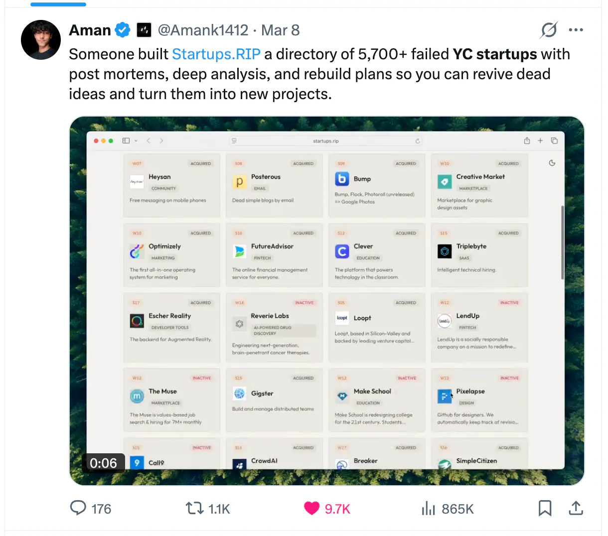 Startups.RIP: Rebuild 1,738+ dead YC startups with AI | Product Hunt
