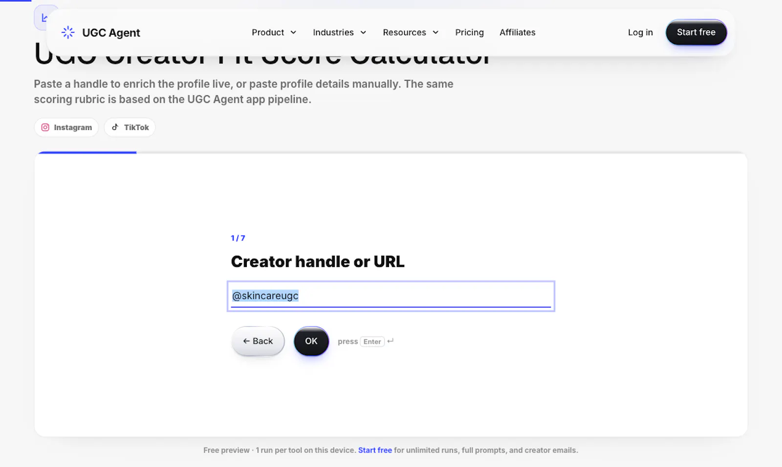 UGC Creator Fit Score Calculator screenshot 2