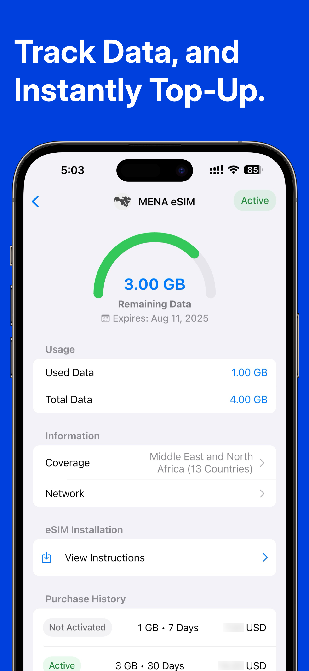 Travely ESIM: dati internazionali media 5