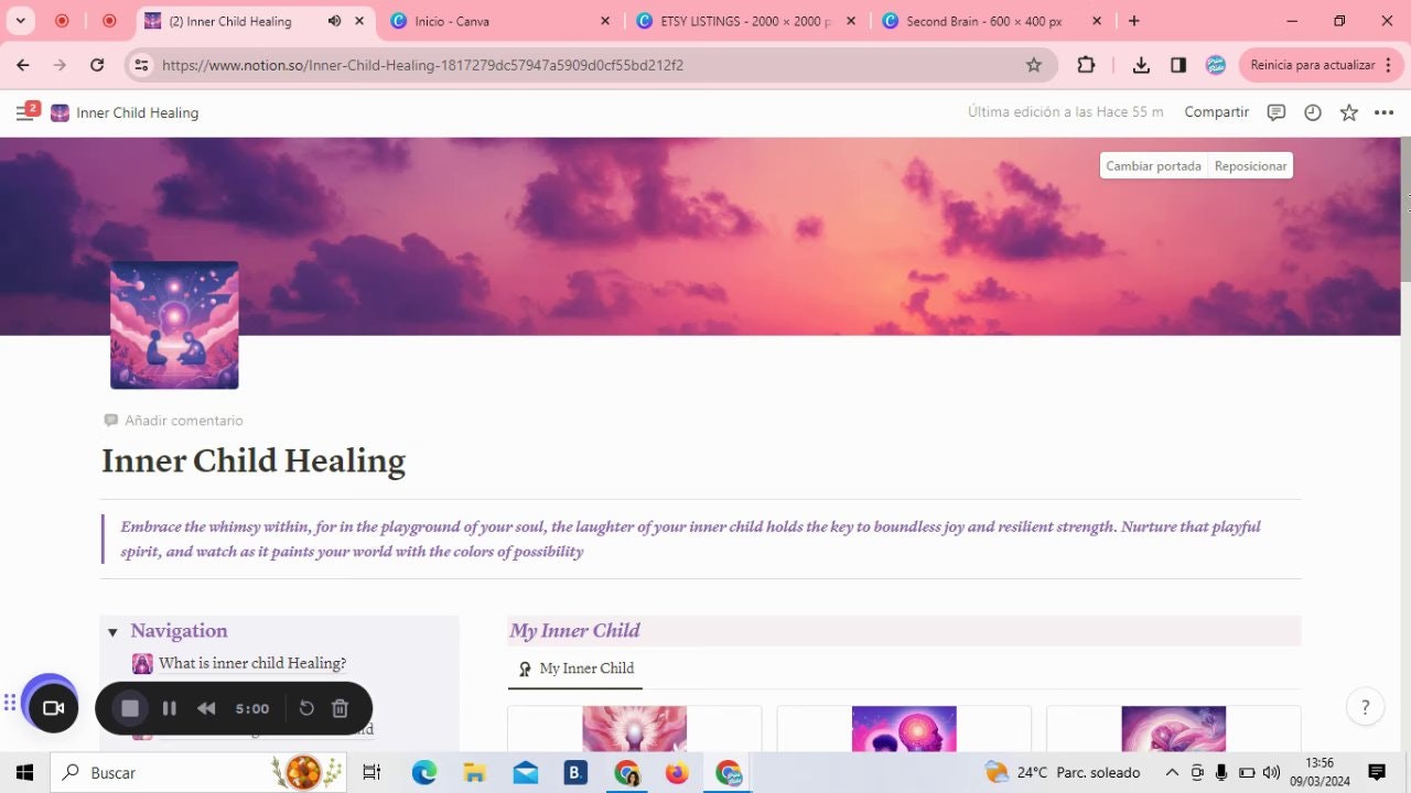 Inner Child Healing Notion Template gallery image