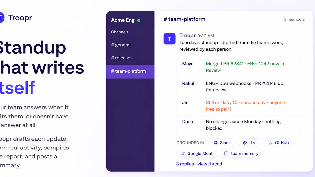 Troopr AI Scrum Master product