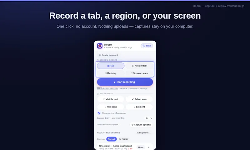 Repro — Capture & replay frontend bugs screenshot 3