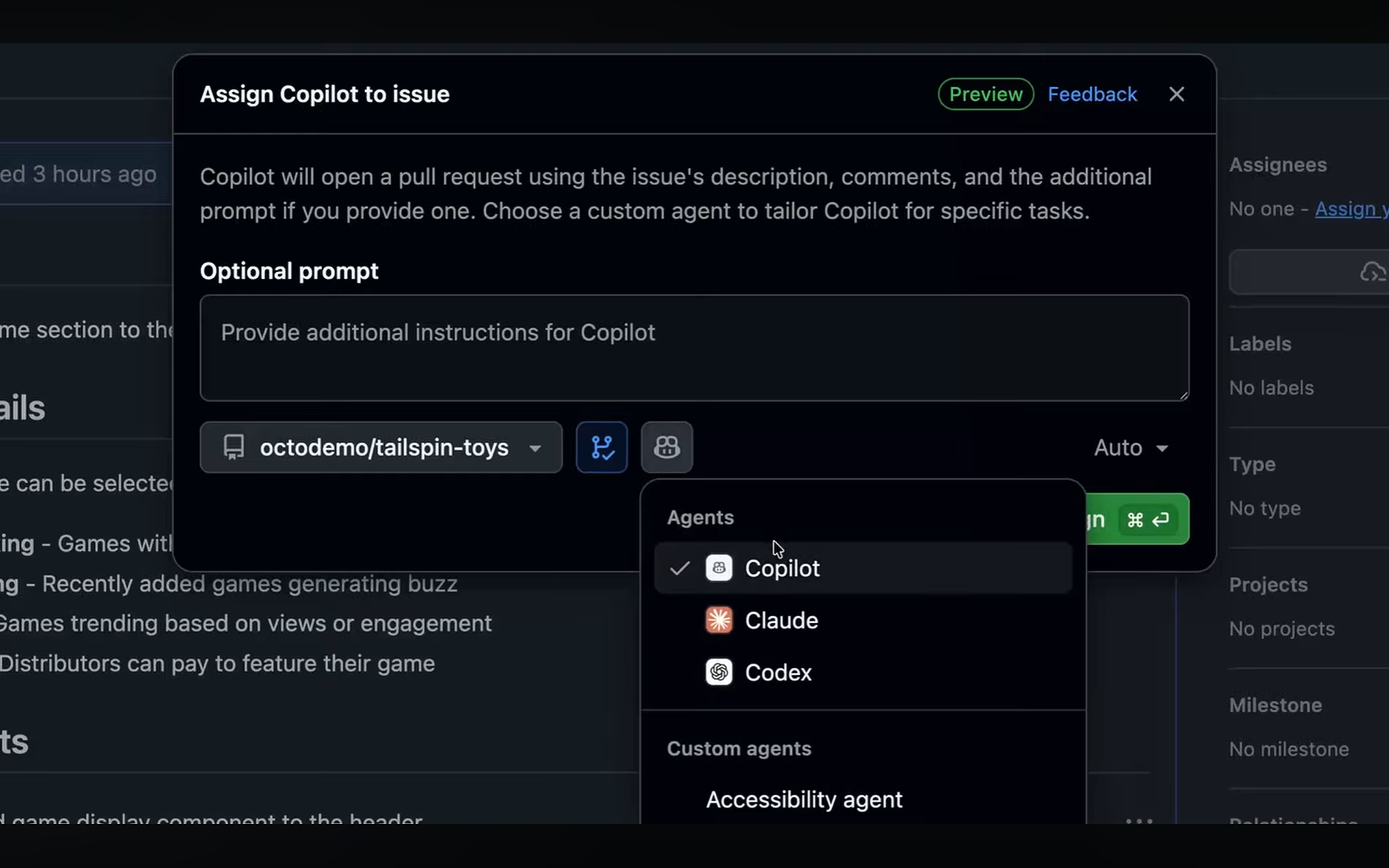 GitHub Agent HQ - Screenshot 2 showing product features and functionality