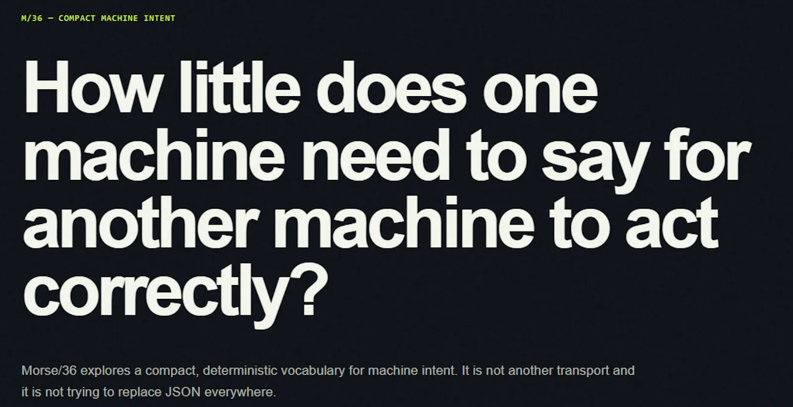 Morse/36 — Compact Machine Intent screenshot 1