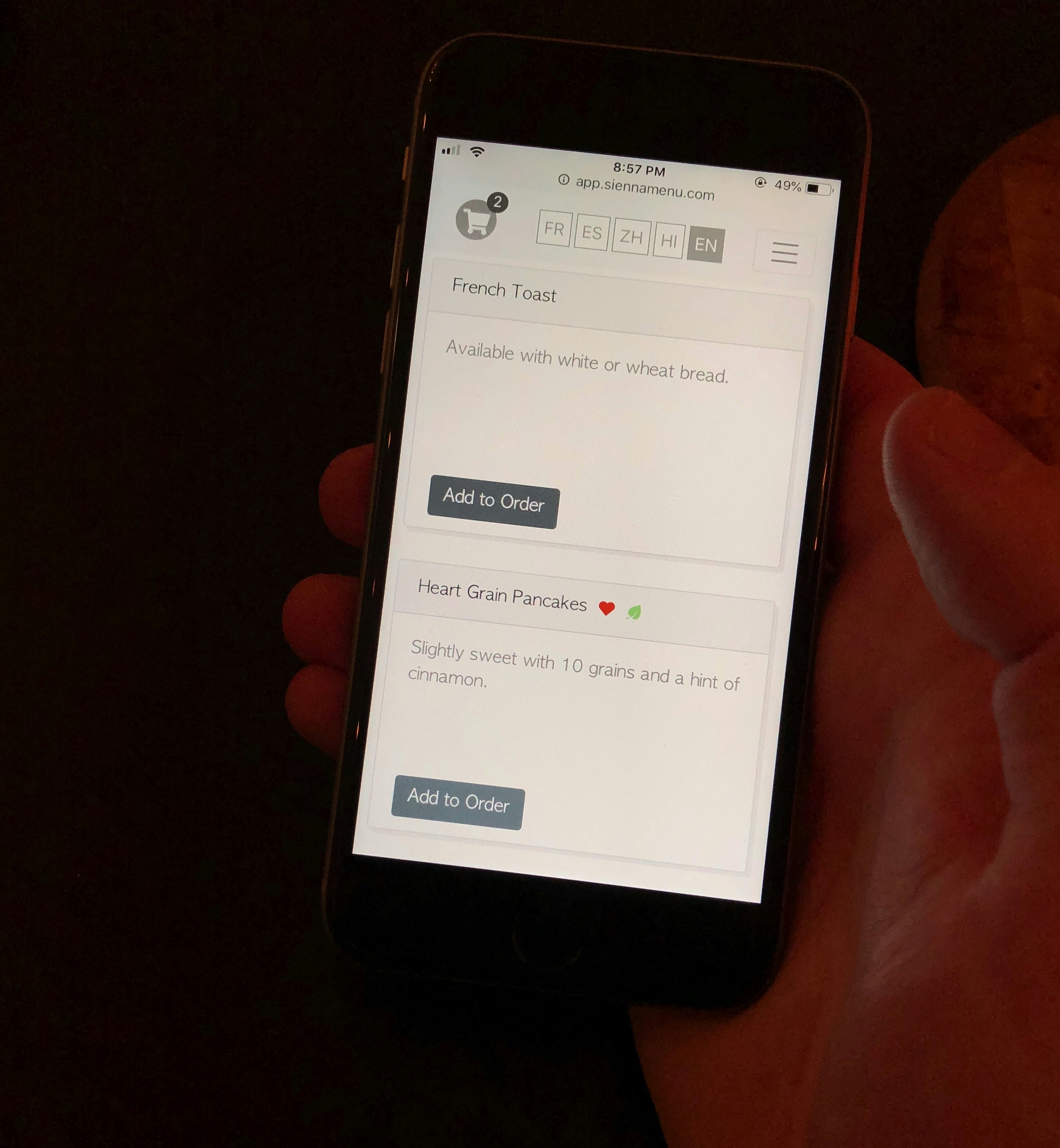 Sienna Menu gallery image