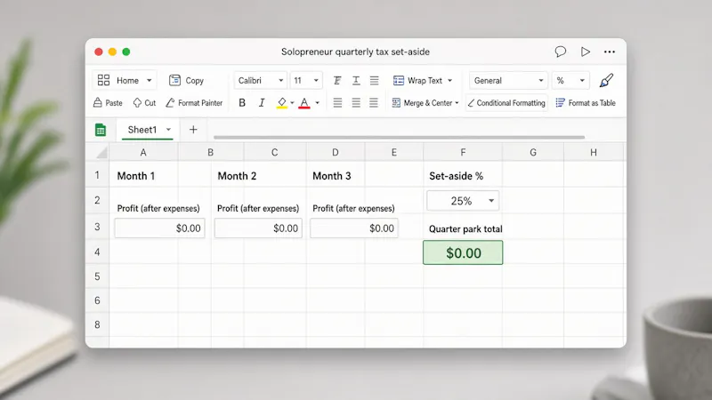 Solopreneur P&L + Tax Set-Aside screenshot 2