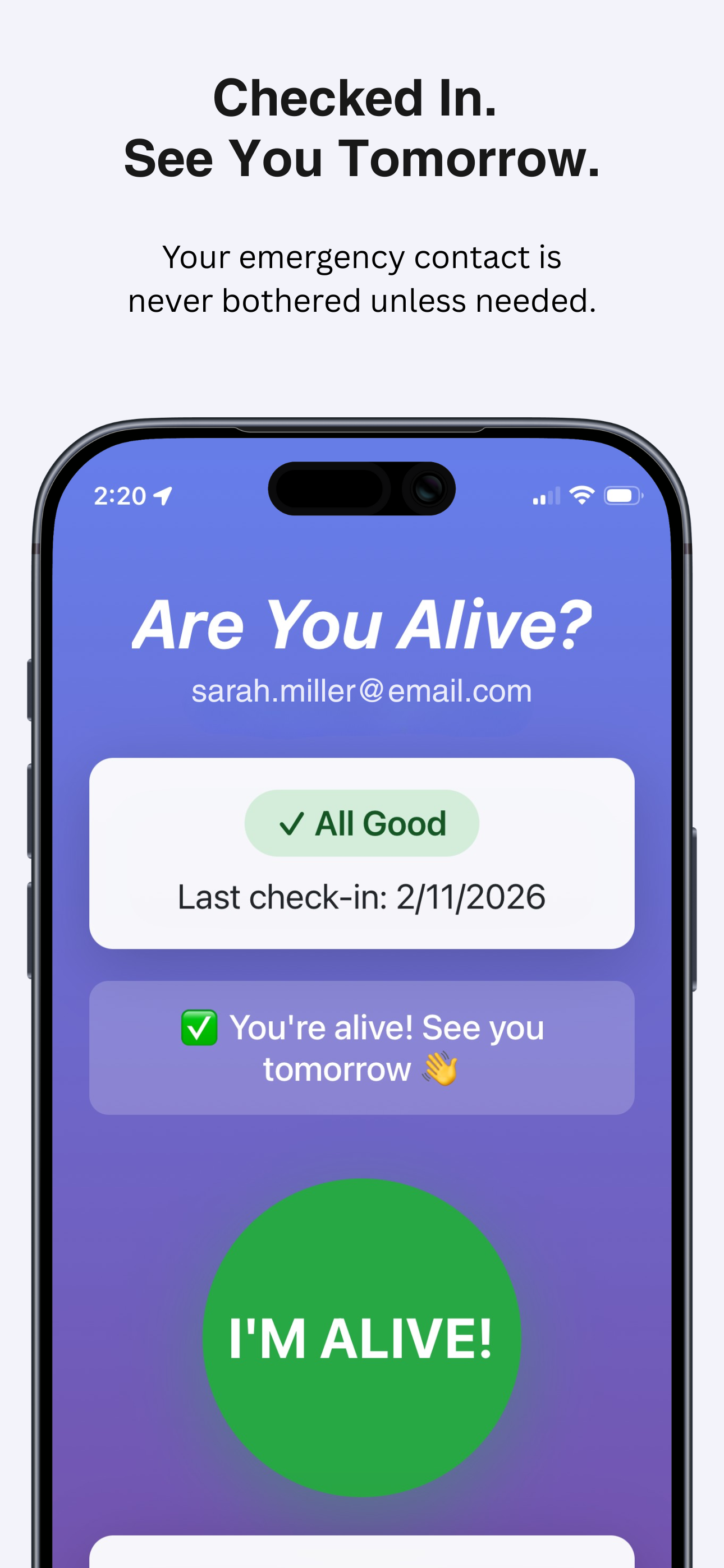 I'm Alive Today — Daily Check-In App gallery image