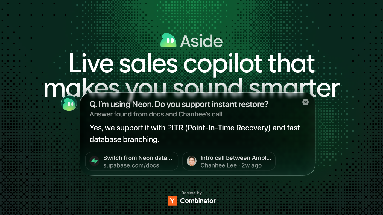 Aside - Main product screenshot demonstrating key features and user interface