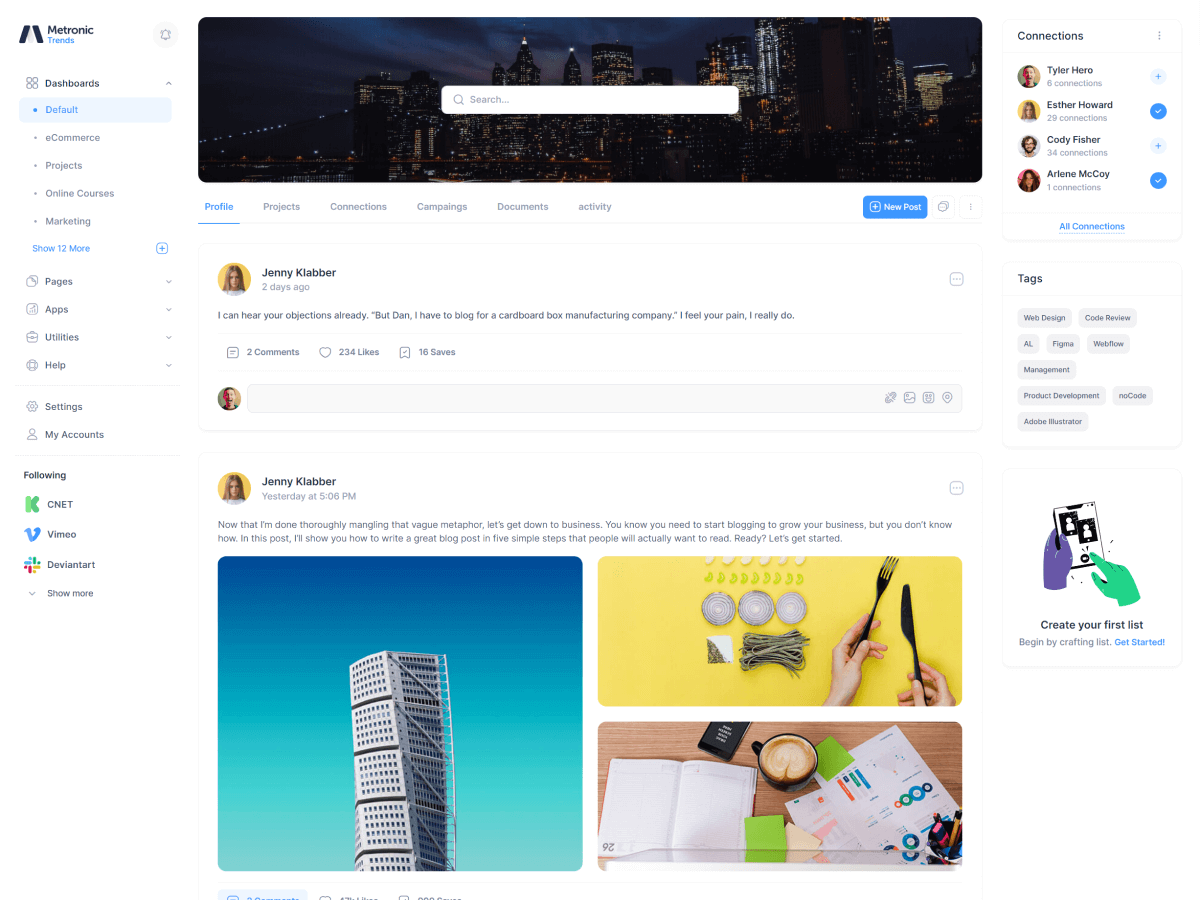 Metronic - шаблон администратора Bootstrap - React, Vue, Angular, Django, Asp.net Core, Laravel, Rails медиа 16