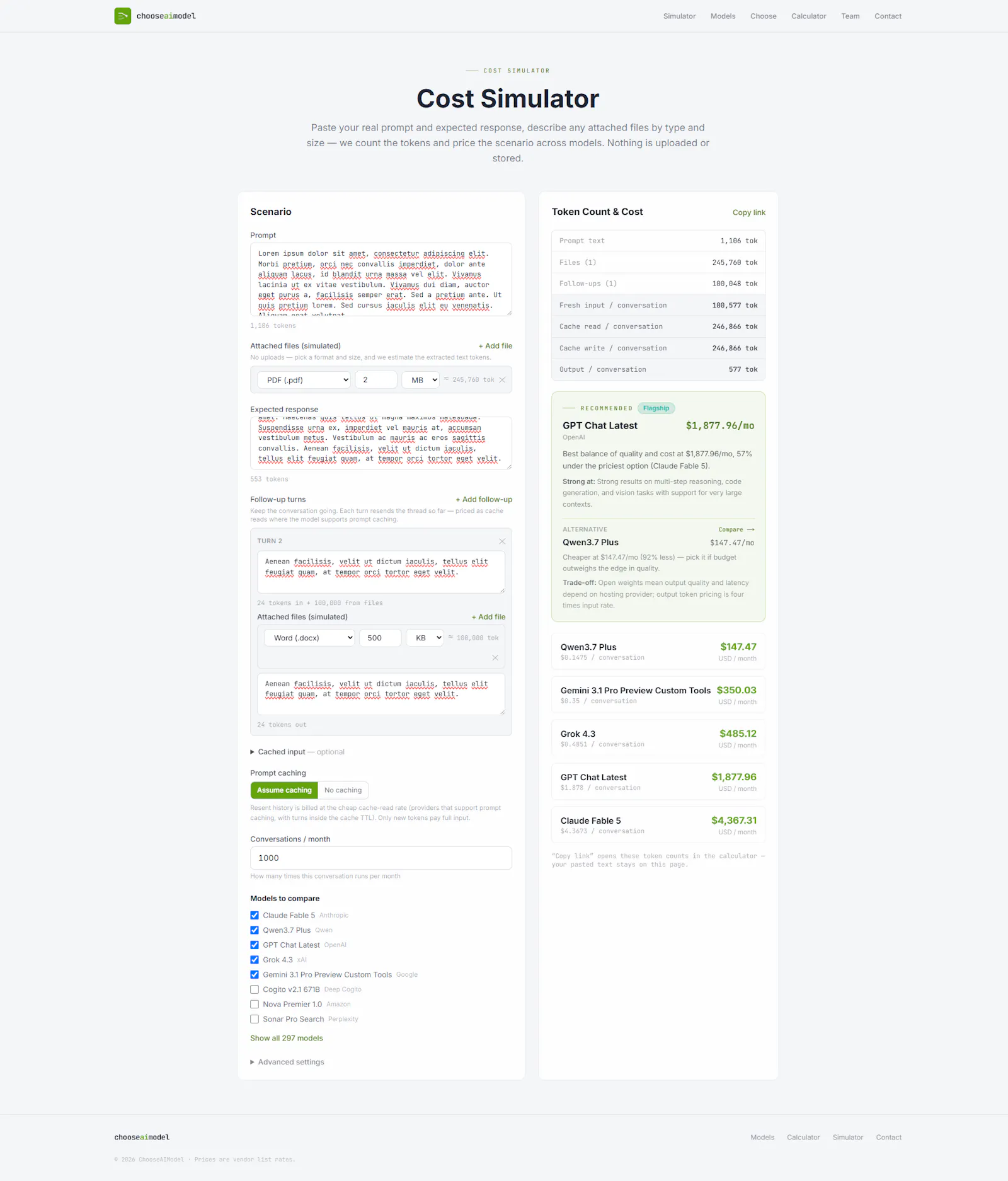 ChooseAIModel.com screenshot 2
