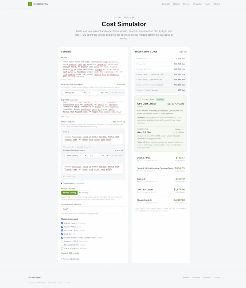 ChooseAIModel.com screenshot 2
