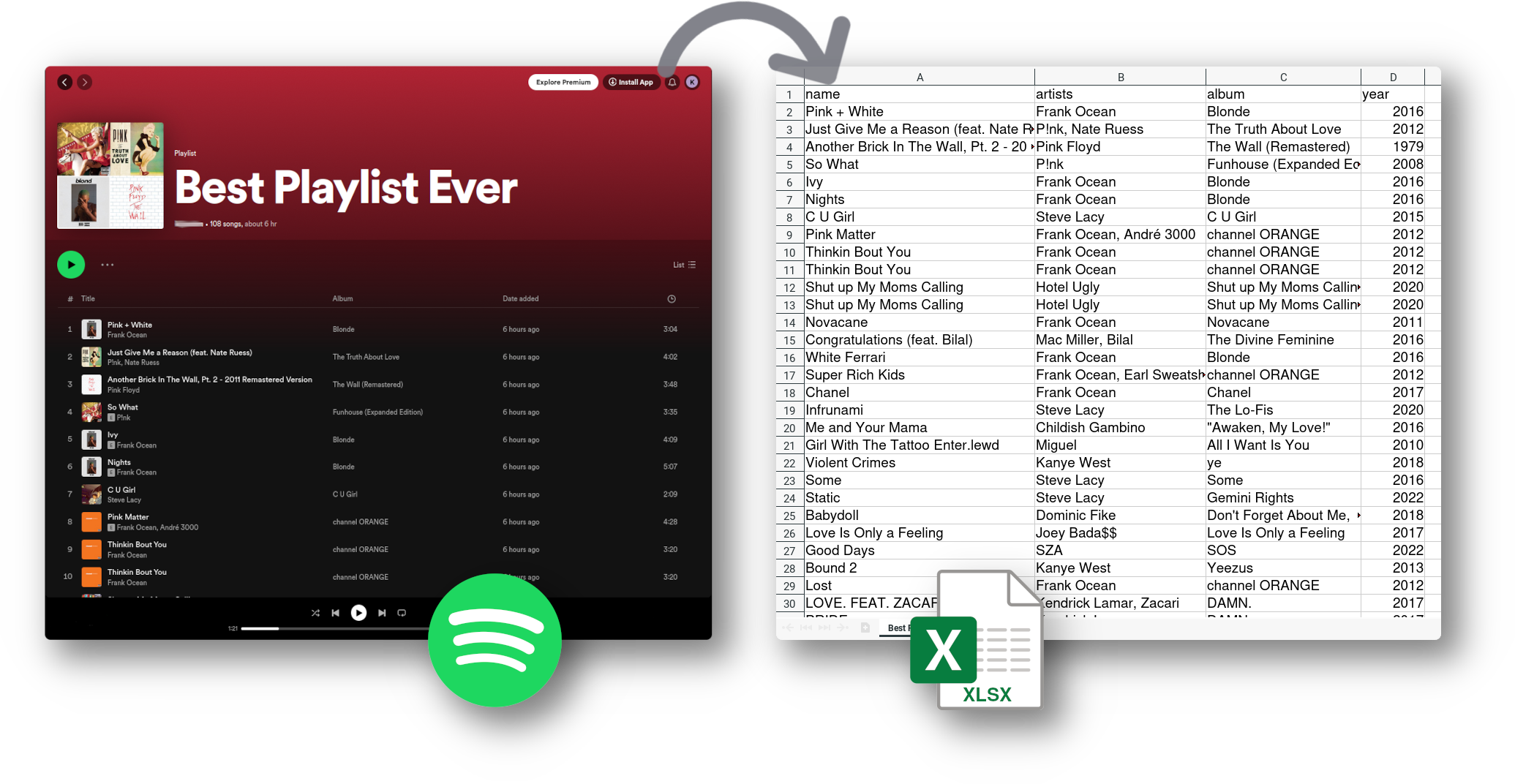 Exportador de la lista de reproducción - Spotify a XLSX media 2