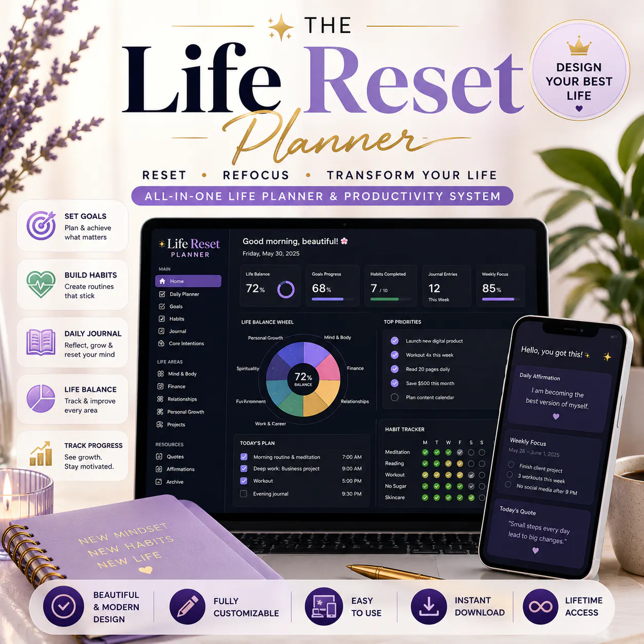 Banner del producto The Life Reset Notion Planner