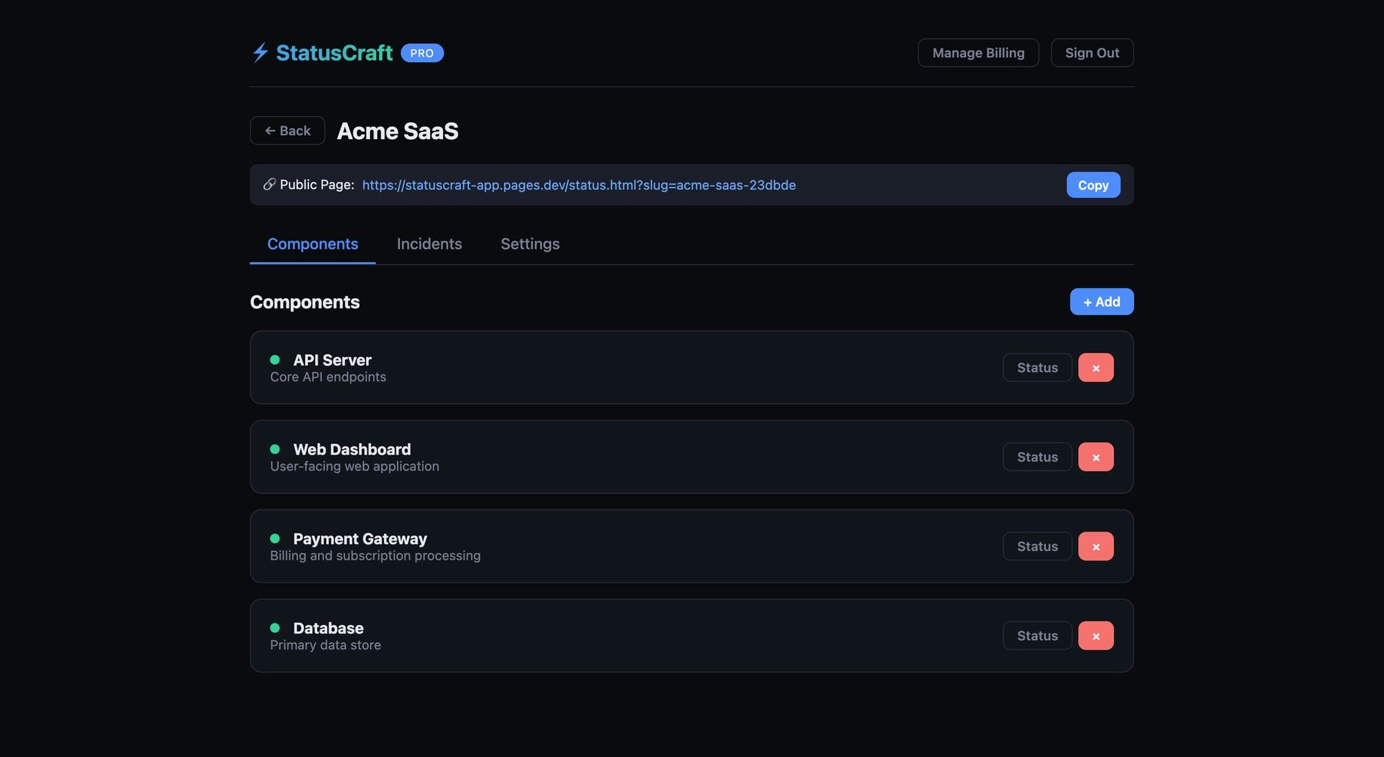 StatusCraft – Beautiful Status Pages - Screenshot 3 showing product features and functionality