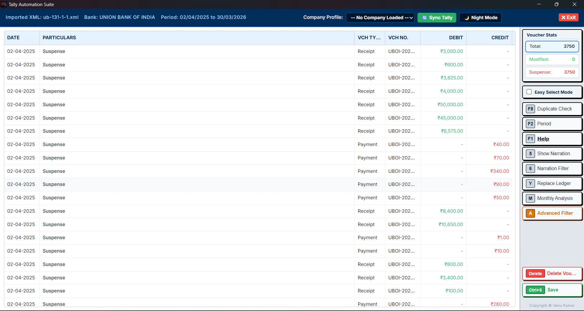 PDF2TALLY screenshot