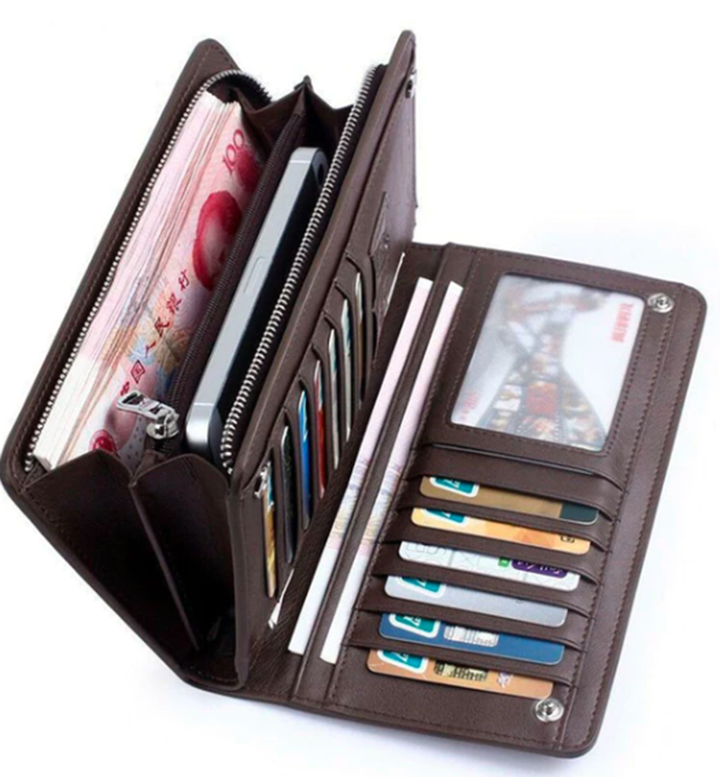 Mens Long Wallet With Zipper 				 				