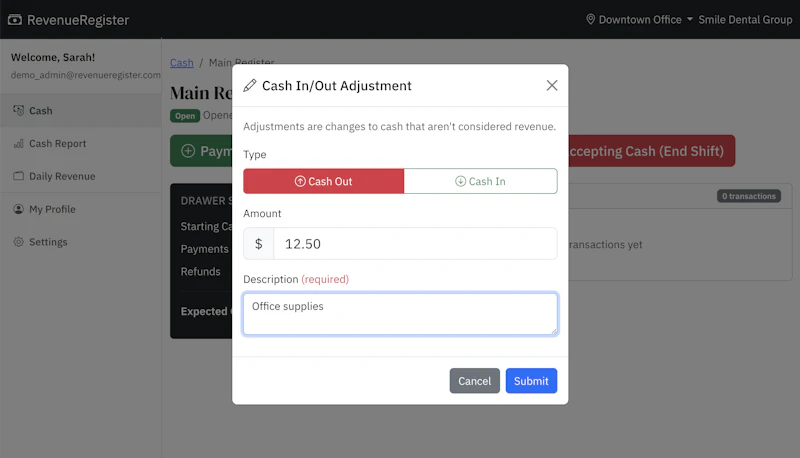 Revenue Register screenshot 2