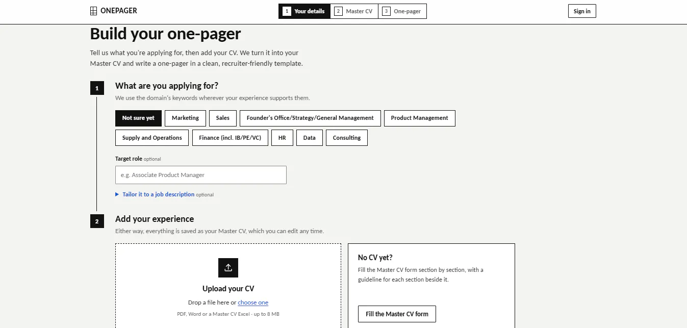 OnePager gallery image