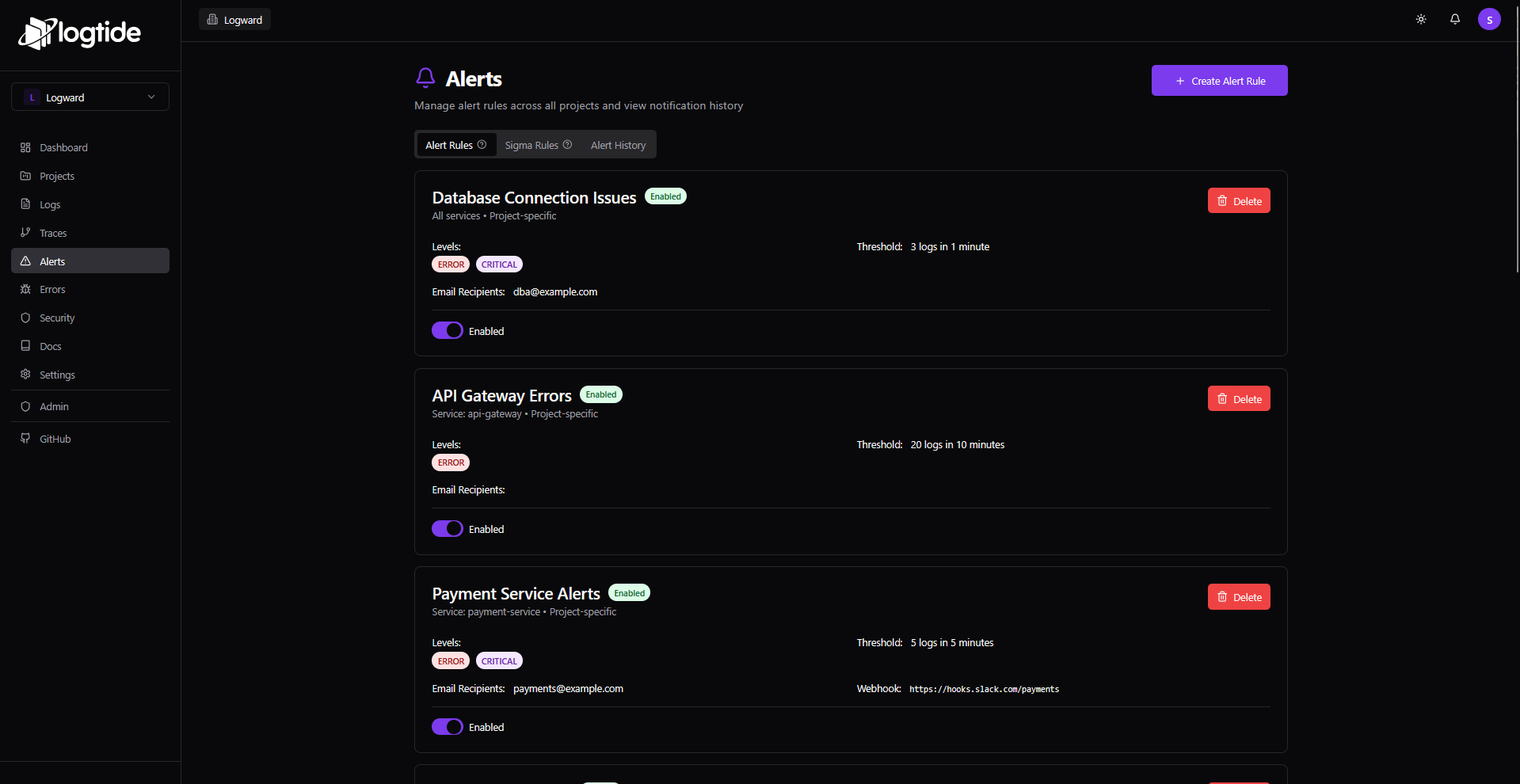 LogTide gallery image