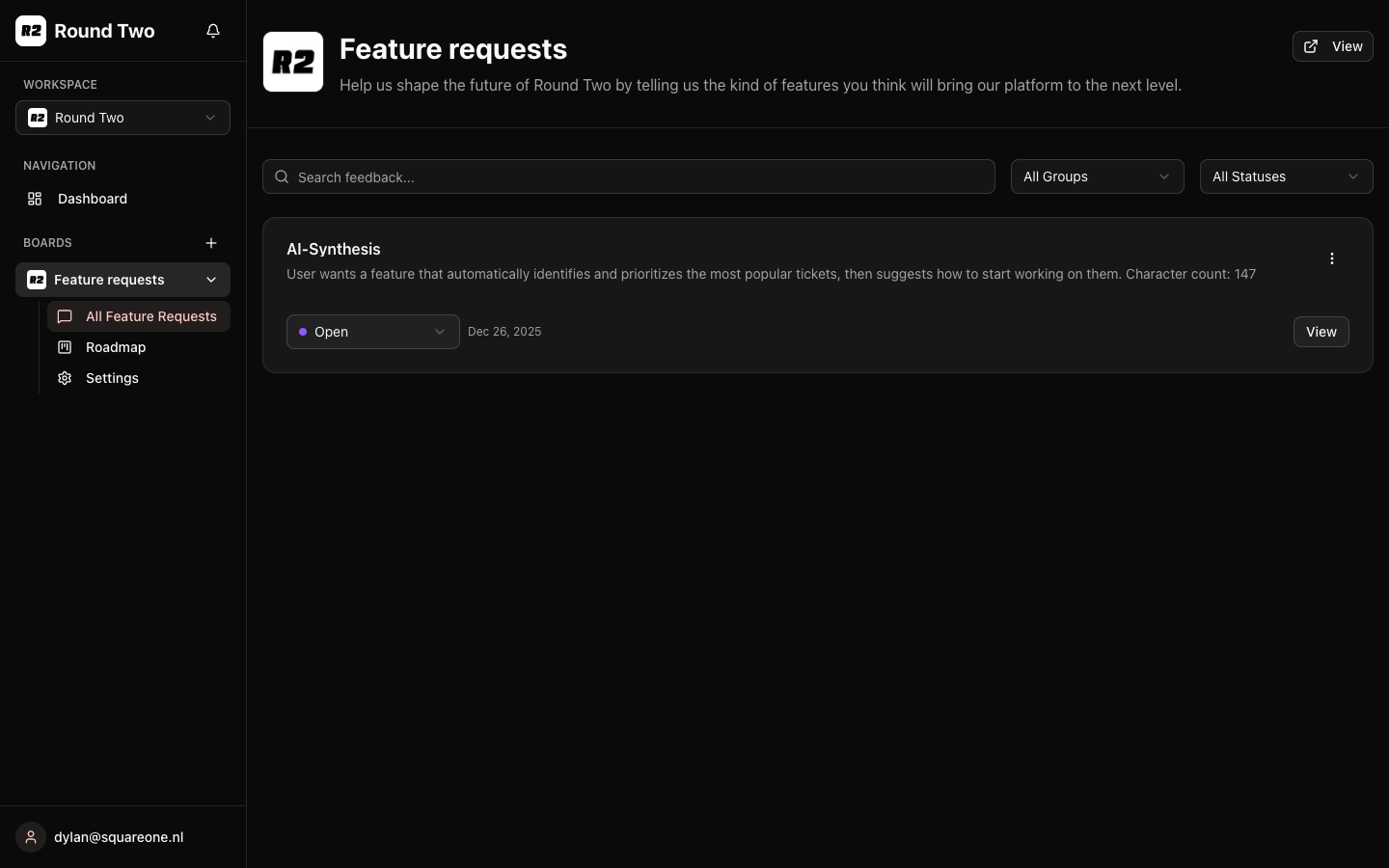 Round Two - Screenshot 3 showing product features and functionality