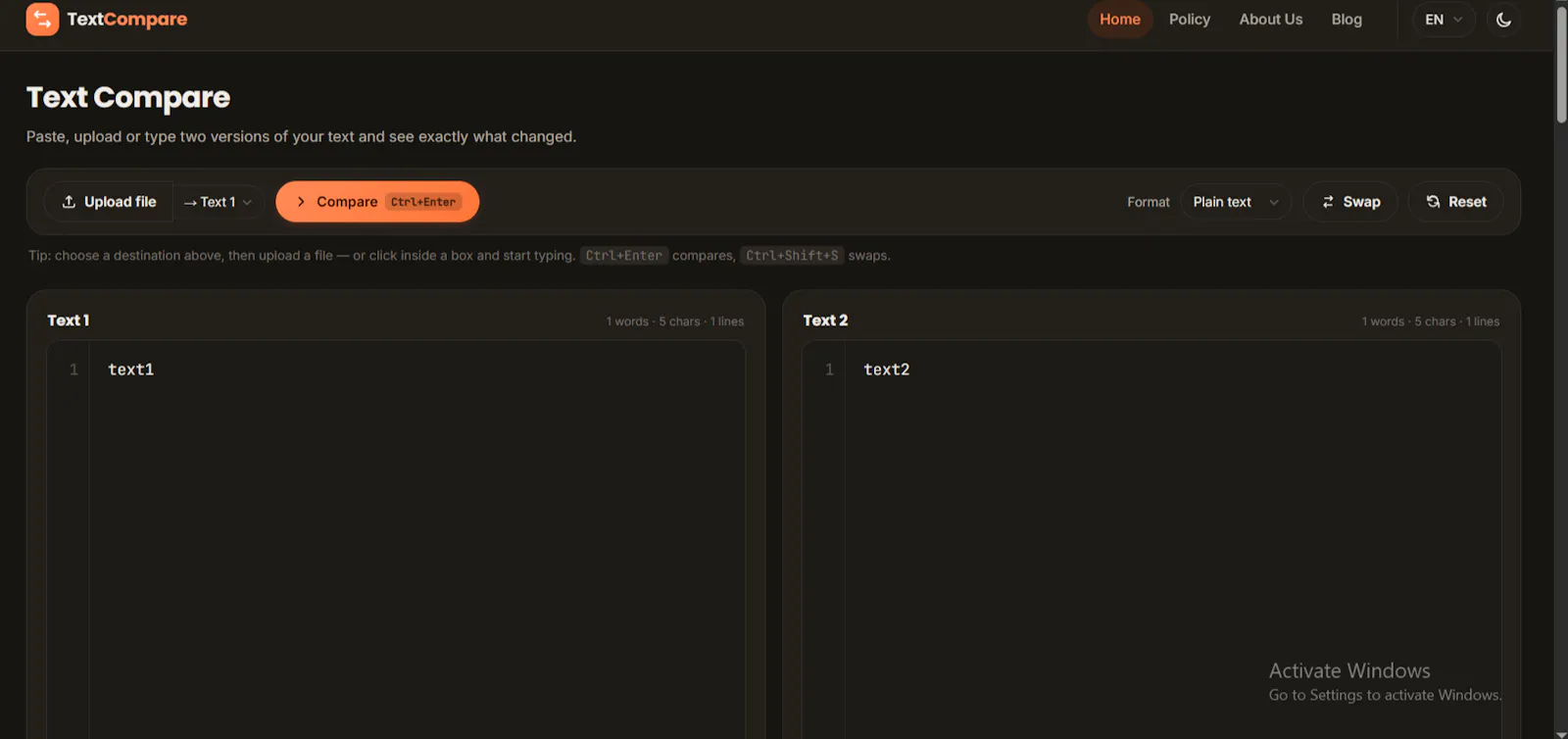 TextCompare screenshot 2