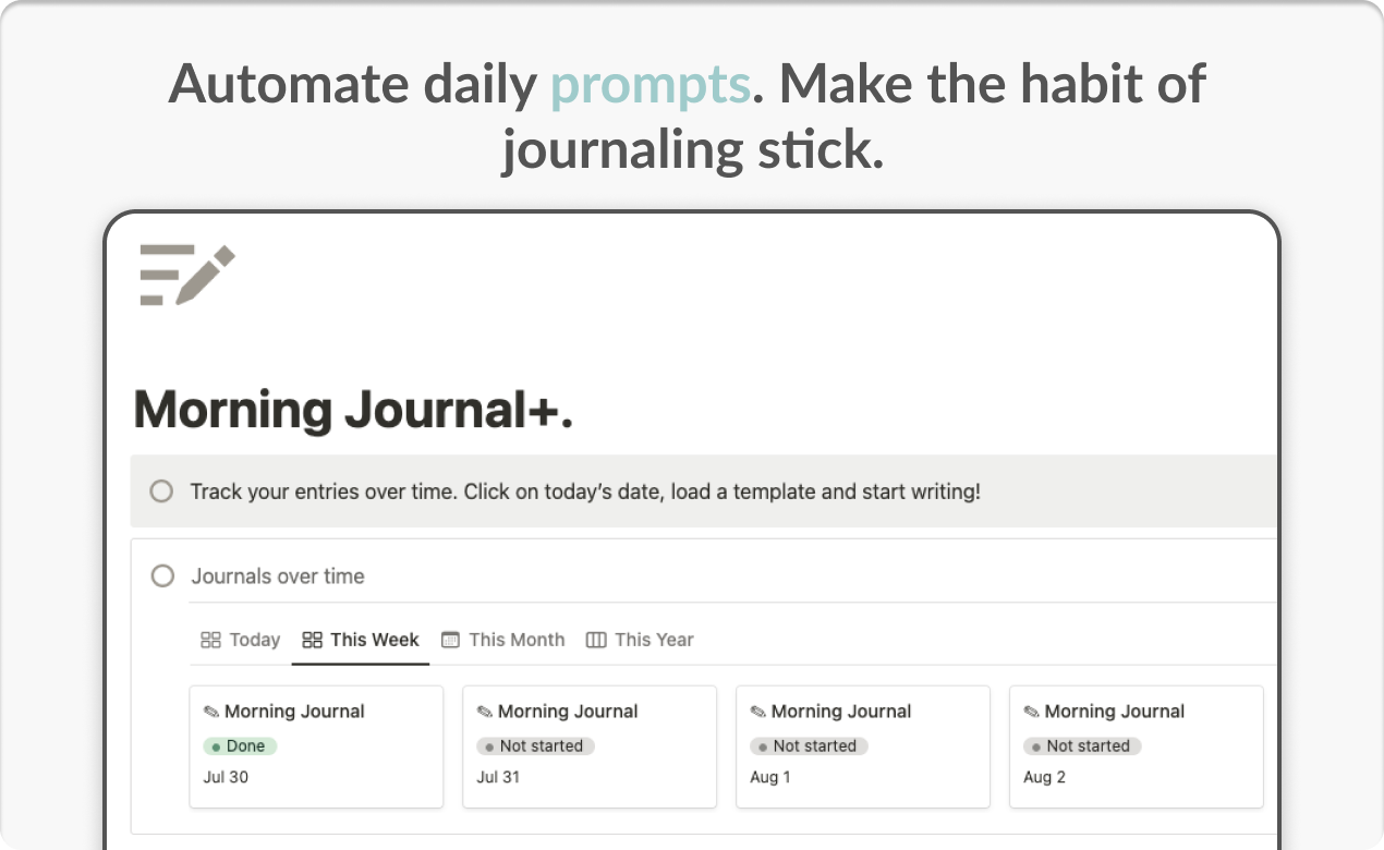 startuptile Morning Journal Template-Make the habit of journalling stick with Notion 