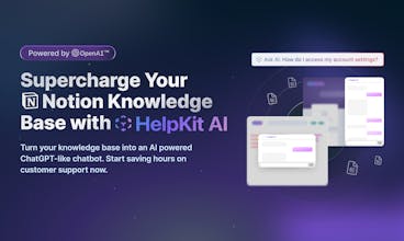 A screenshot of the Notion help center integrated with HelpKit, showcasing the ultra-smart AI chatbot assistant in action.