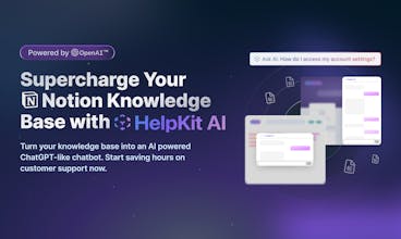 Une capture d&rsquo;écran du centre d&rsquo;aide de Notion intégré avec HelpKit, mettant en avant l&rsquo;assistant de chatbot à intelligence artificielle ultra-intelligente en action.