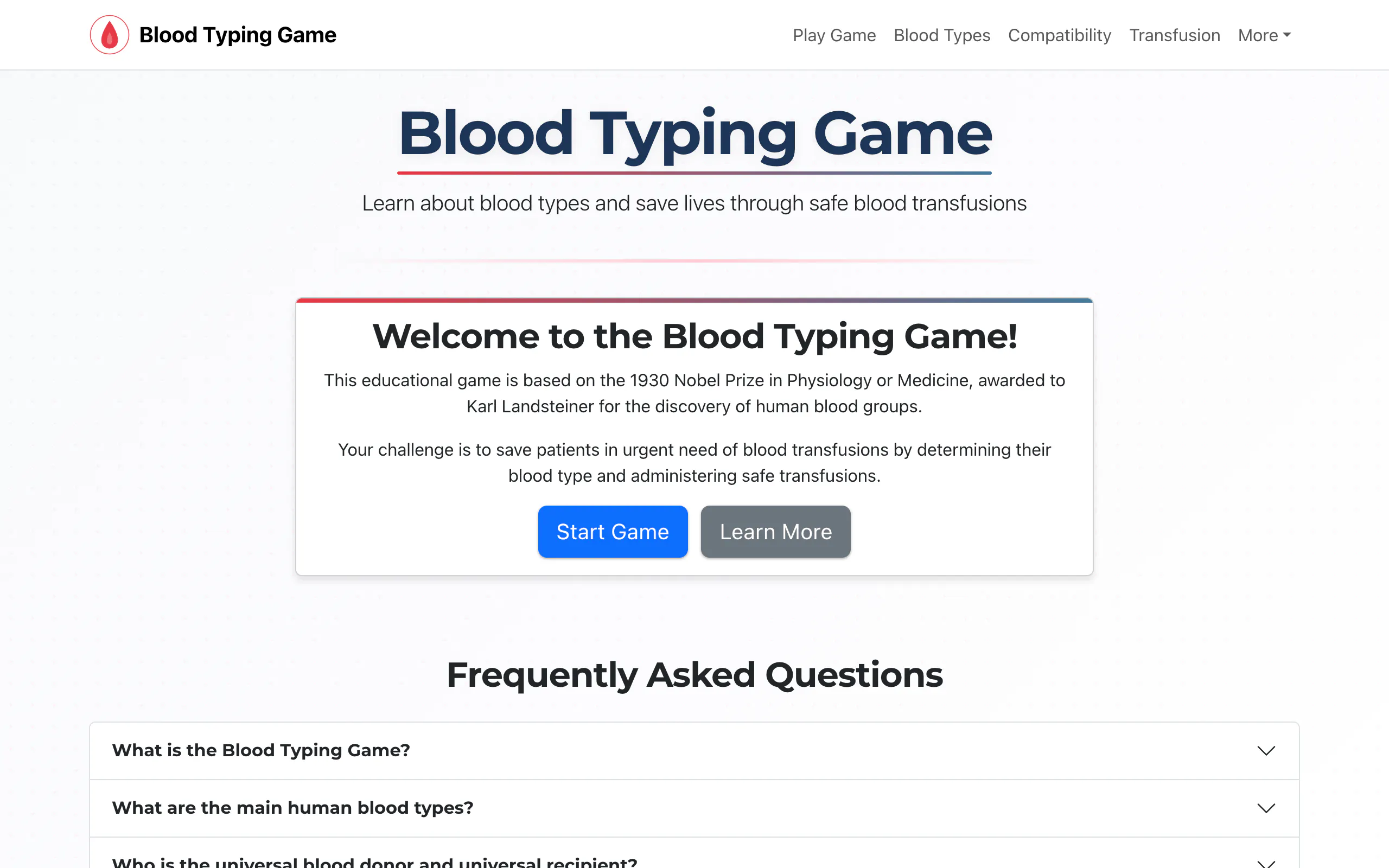 Blood Typing Game gallery image