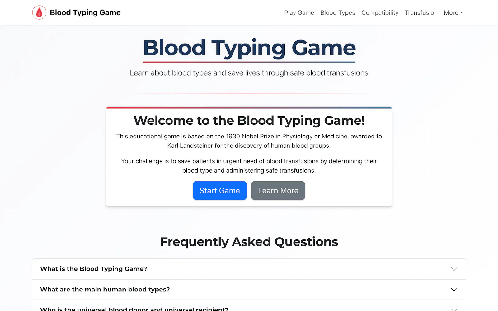 Blood Typing Game screenshot 3
