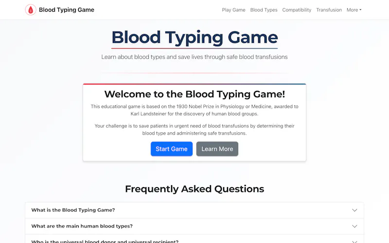 Blood Typing Game screenshot 3