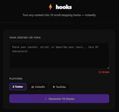 Hooks — Generate 10 hooks instantly gallery image