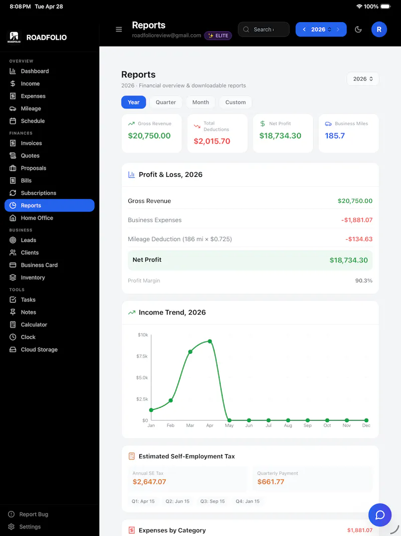 RoadFolio screenshot 2