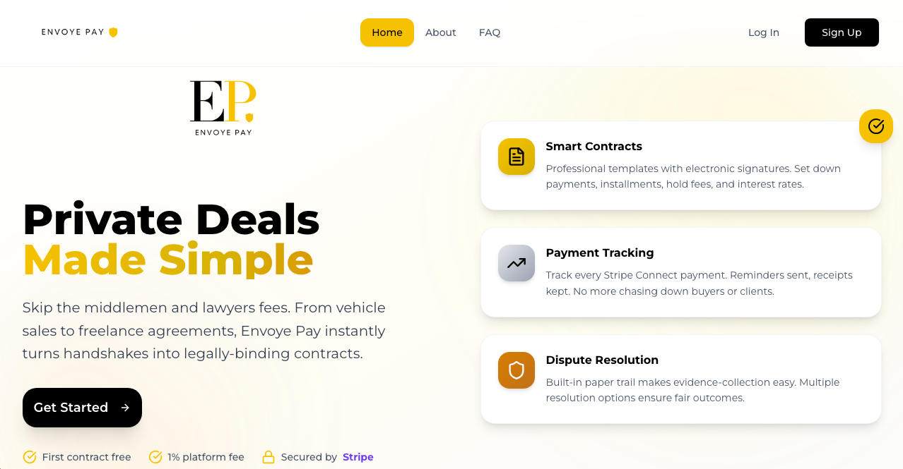 Envoye Pay - Main product screenshot demonstrating key features and user interface